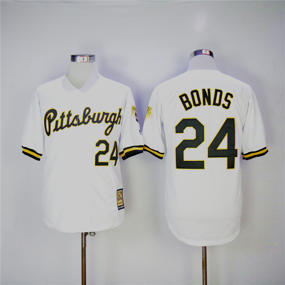 Men Pittsburgh Pirates #24 Bonds White Throwback Game MLB Jerseys->pittsburgh pirates->MLB Jersey